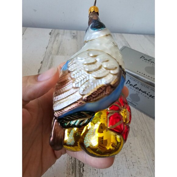 Polonaise Partridge pear tree Glass ornament poinsettia Kurt Adler bird Xmas tre - Picture 5 of 10